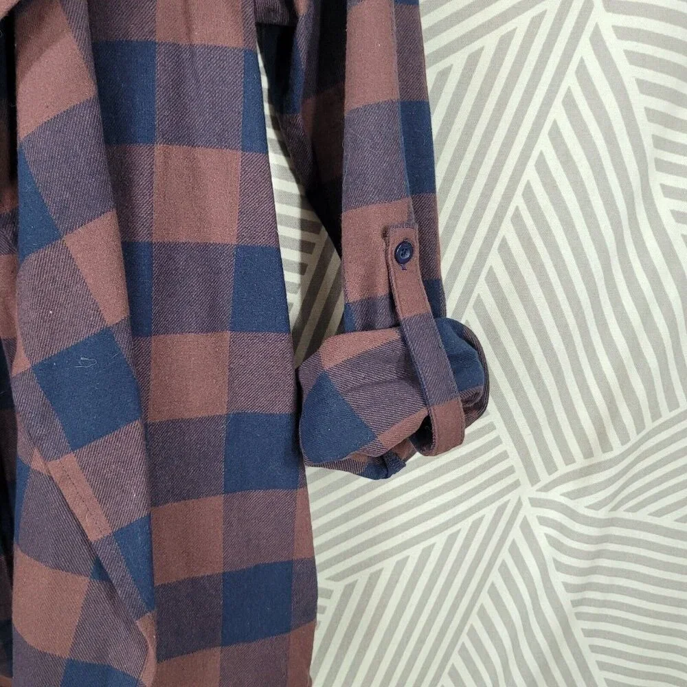 Kori Plaid Blazer Jacket size Large Lightweight Red Open Front Drape Flannel - Picture 4 of 7